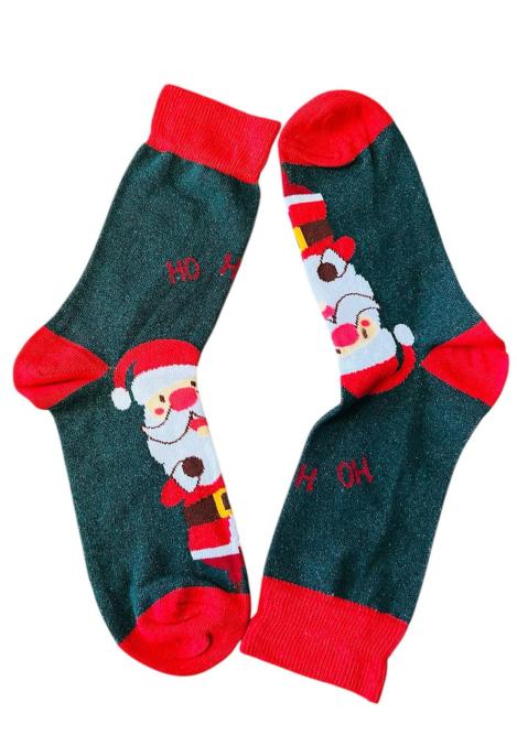 Sosete de Craciun Barbatesti 3/set,Imprimeu mos craciun,Engros